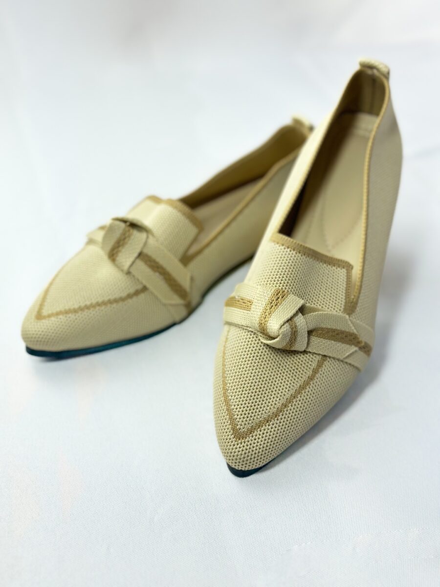 Ballerines beige doré à nœud