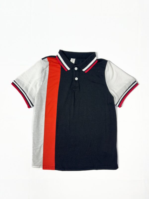 Polo tricolore enfant noir, blanc et rouge